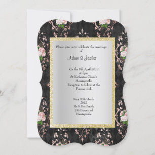 INVITACIÓN FLORAL ELEGANTE Y MODERNA BODA DAMASCO NEGRO