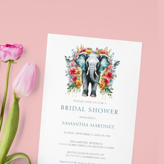 Invitación Floral Elephant Bay Ducha azul y blanca de novias (Subido por el creador)