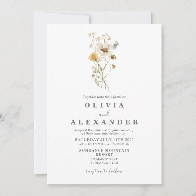 Invitación floral en el jardín del Boho Wildflower (Anverso)