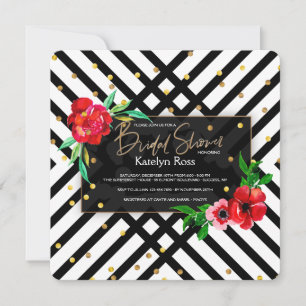 Invitación floral en negro y blanco