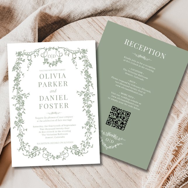Invitación Floral en un Boda verde sabio de Victoria (Subido por el creador)