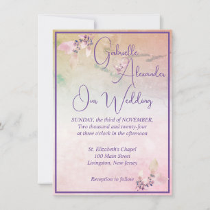 Invitación Floral encima de las nubes Boda de código QR