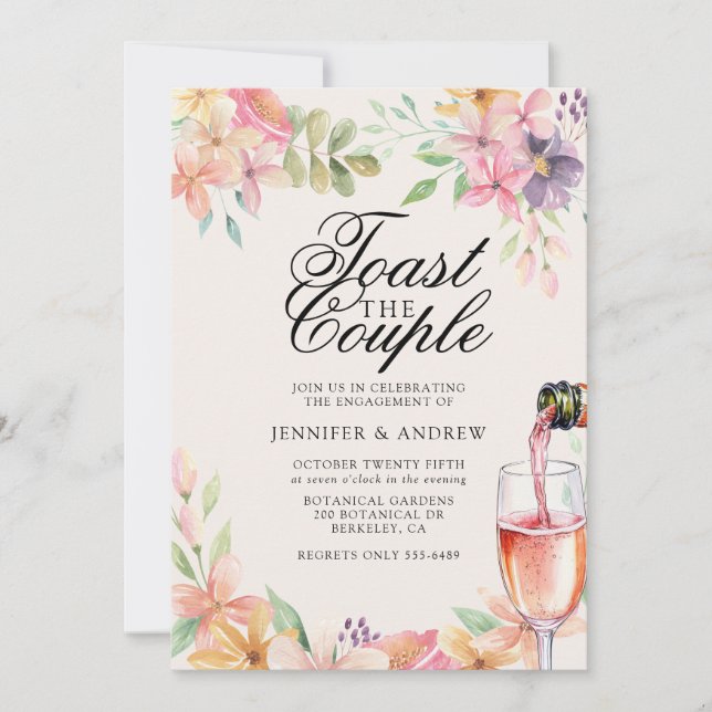 Invitación Floral Engagement Party  (Anverso)