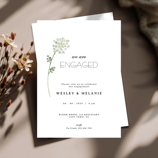 Invitación Floral Engagement Party Invitation - Minimalist (Floral engagement invitation)