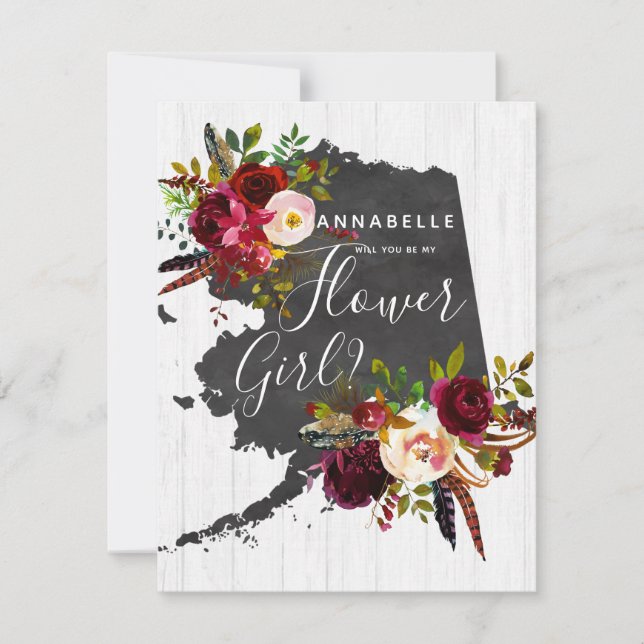 Invitación Floral estatal de Alaska serás mi chica floral (Anverso)