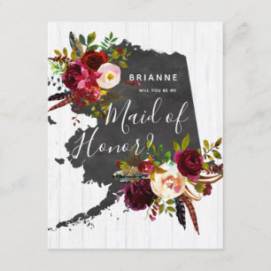 Invitación Floral estatal de Alaska serás mi empleada de hono