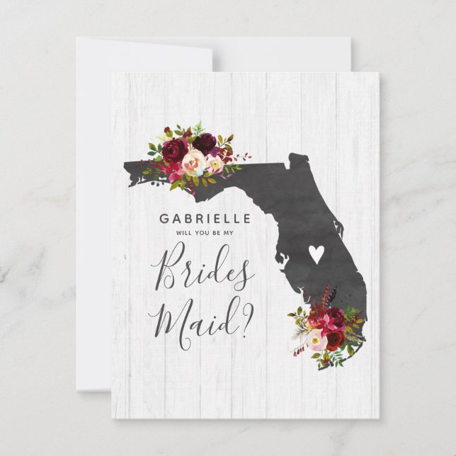 Invitación Floral Estatal de Florida Serás Mi Novia (Anverso)