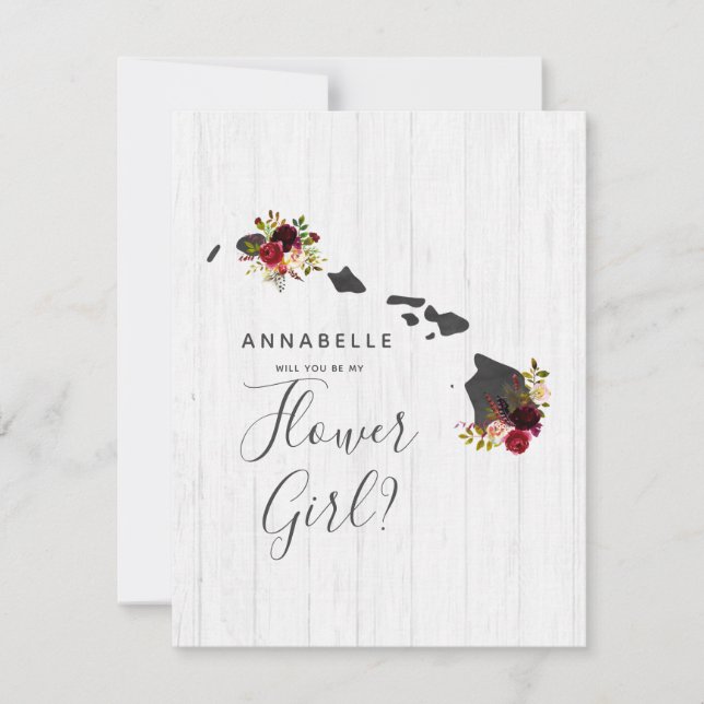 Invitación Floral estatal de Hawaii serás mi chica flor (Anverso)