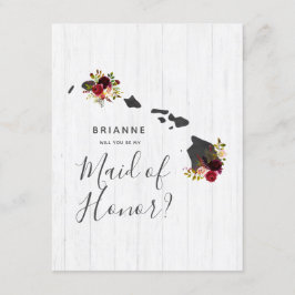 Invitación Floral estatal hawaiana serás mi empleada de honor