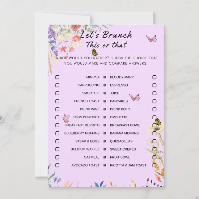 Invitación Floral Este O Ese Juego De Fiesta De Brunch (Anverso)