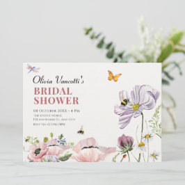 Invitación Floral estética abejas ducha de novia