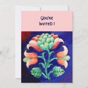 INVITACIÓN FLORAL ESTILIZADA/ROSA ROJO VERDE NARANJA AZUL