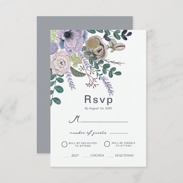 Invitación Floral Eucalyptus Lavender Boho Boda (Anverso / Reverso)