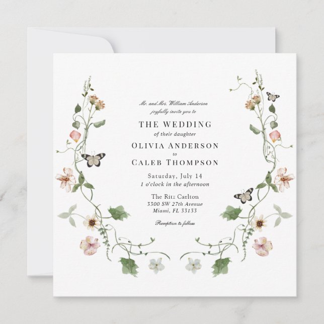 Invitación Floral Fairytale Garden Wedding (Anverso)