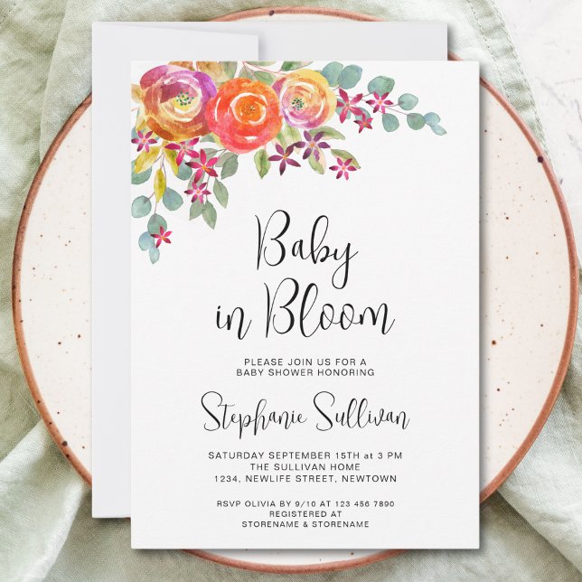 Invitación Floral Fall Watercolor Baby Shower (Subido por el creador)