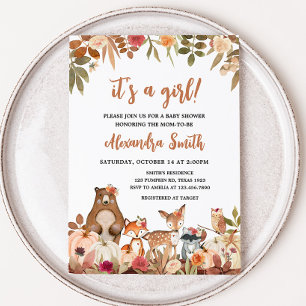 Invitación Floral Fall Woodland Baby Shower
