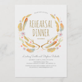 Invitación Floral Feathers Antlers Ensayo Woodland Cena