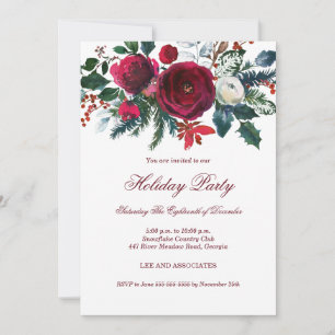 Invitación floral festiva de invierno para fiesta