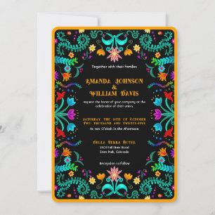 Invitación Floral Fiesta Boda de Arte Popular Mexicano