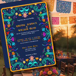 Invitación Floral Fiesta Boda de Arte Popular Mexicano
