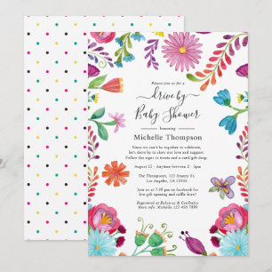 Invitación Floral Fiesta Drive By Boda o Baby Shower