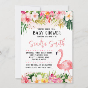 Invitación Floral Flamingo Baby Shower