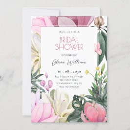Invitación Floral flor acuarela ducha de novia