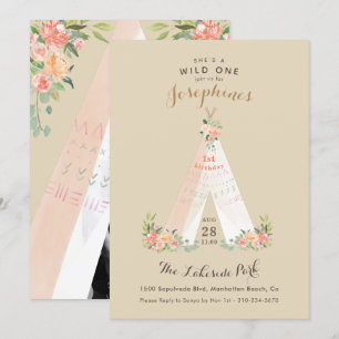 Invitación Floral Floral Boho Tribal Teepee Wild One