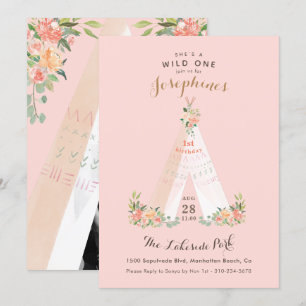 Invitación Floral Floral Boho Tribal Teepee Wild One