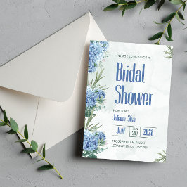 Invitación Floral Floral Bridal con agua blanca y azul