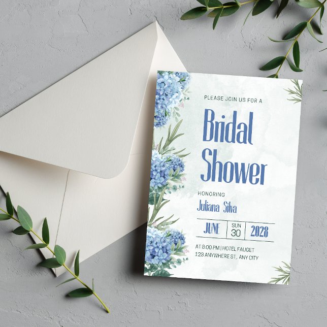 Invitación Floral Floral Bridal con agua blanca y azul (Subido por el creador)