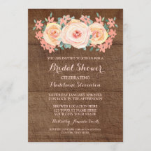 Floral Floral Bridal De Madera Rústica Peach