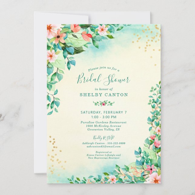 Invitación Floral Floral Bridal Shower (Anverso)