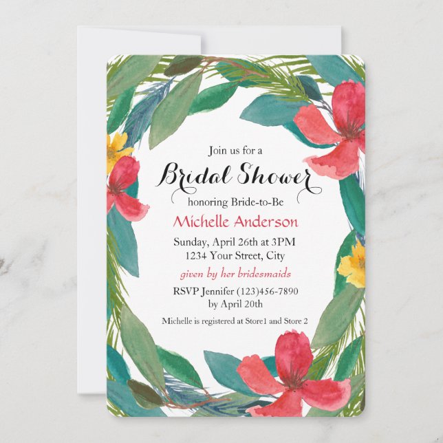 Invitación Floral Floral Bridal Shower (Anverso)