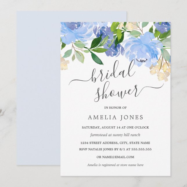 Invitación Floral Floral Bridal Shower (Anverso / Reverso)