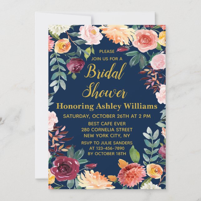 Invitación Floral Floral Bridal Shower (Anverso)