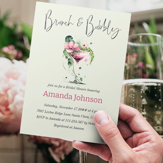 Invitación Floral Floral Bridal Shower de brunch & Bubbly Pin (Subido por el creador)