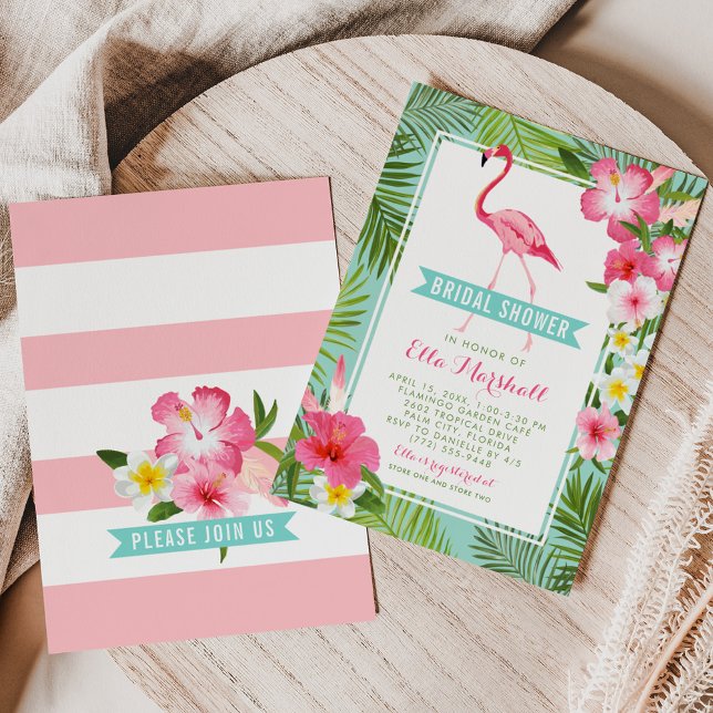 Invitación Floral Floral Bridal Shower Flamingo Rosa Tropical (Subido por el creador)