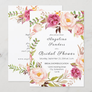 Invitación Floral floral de Rubor en flor rosa ducha de novia