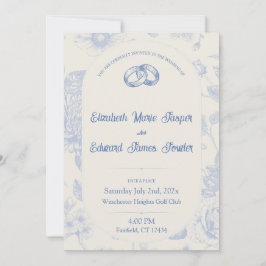Invitación Floral floral floral azul rica