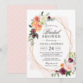 Invitación Floral floral floral de color de agua Rubor geomét