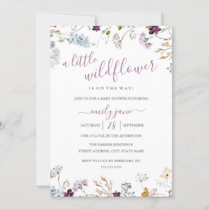 Invitación Floral Floral Floral Naturaleza morada Baby Shower