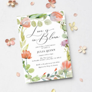 Invitación Floral Floral Pink Green Bridal Shower