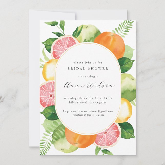 Invitación Floral Floral Pink Green Bridal Shower (Anverso)