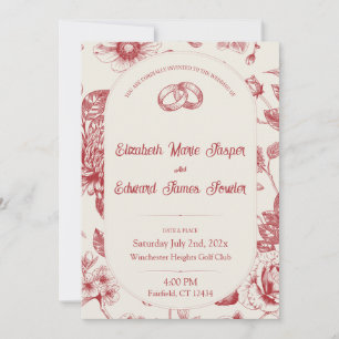 Invitación Floral floral rica roja francesa