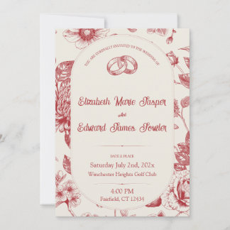 Invitación Floral floral rica roja francesa