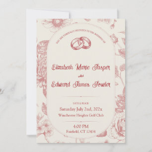 Invitación Floral floral rica roja francesa