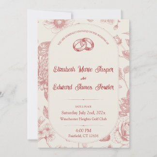 Invitación Floral floral rica roja francesa