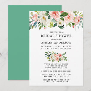 Invitación Floral Floral rosa Neo Mint Bridal
