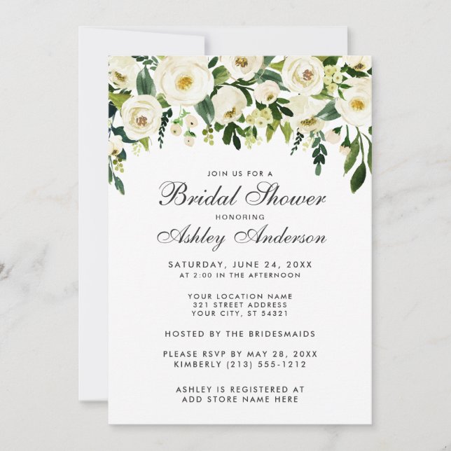 Invitación Floral Floral Verde Brillante (Anverso)